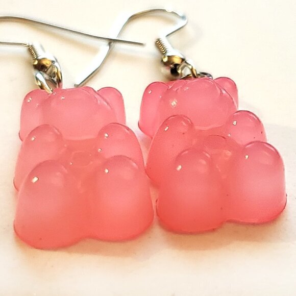 Pink Pastel Gummy Bear Earrings - Picture 2 of 4